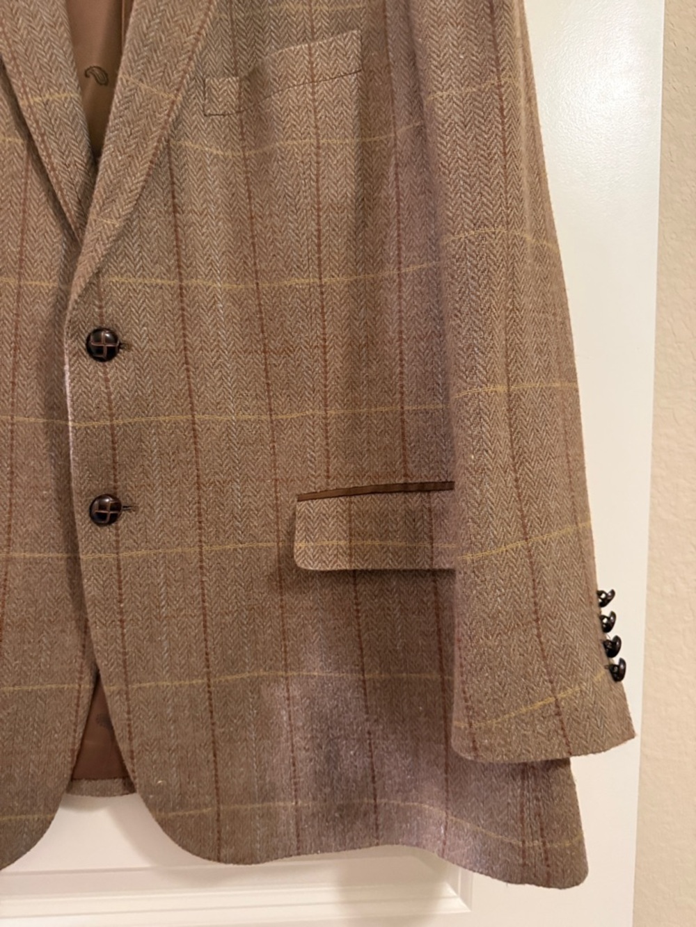 Alan Flusser Brown Windowpane Wool Sport Coat - Picture 3 of 13